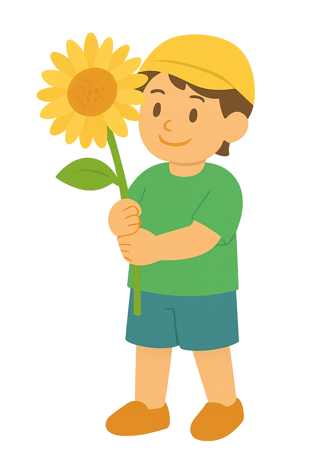 해바라기를들고 있는 아이