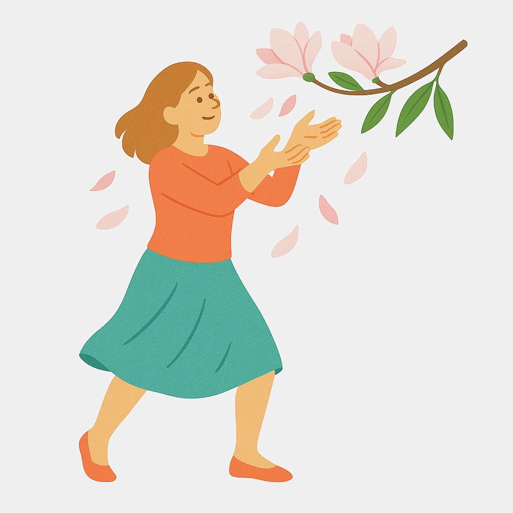 목련꽃잎을 보는 사람