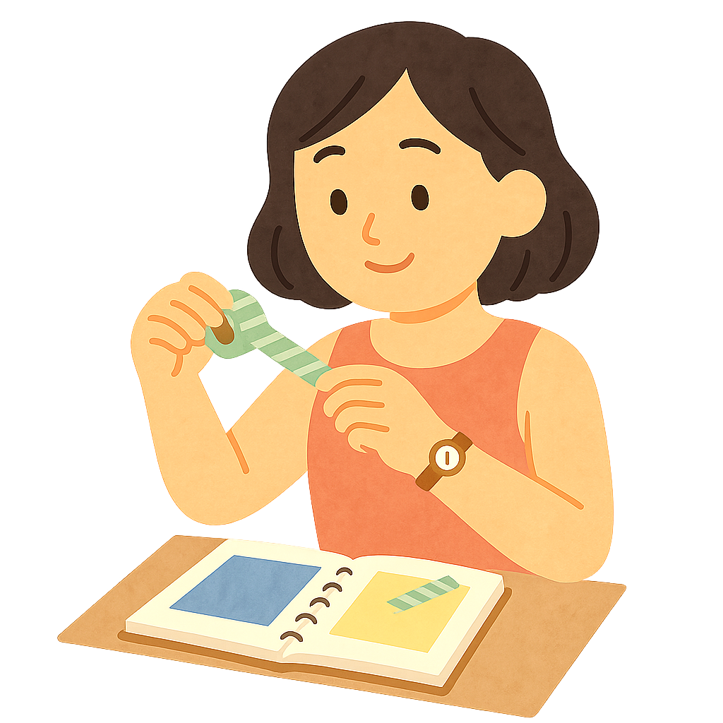 색 테이프로 스크랩북 꾸미기