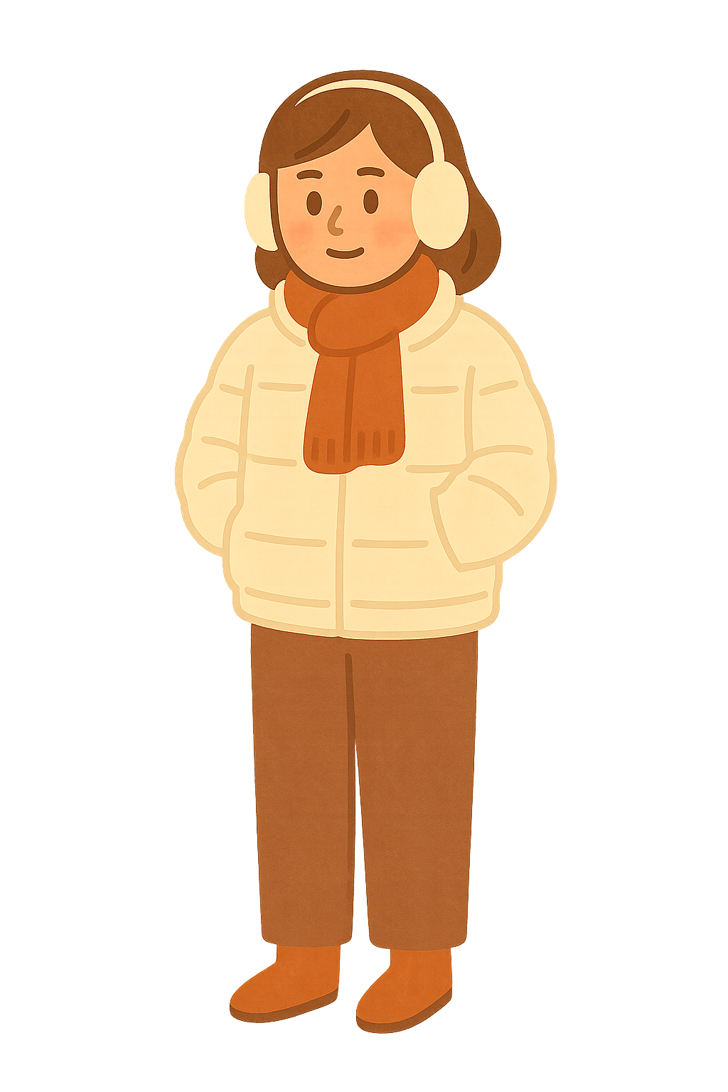 겨울패딩 점퍼에 귀마개를 낀 여성