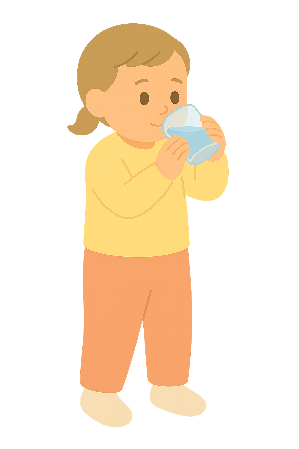 물컵을 조심히 드는 유아