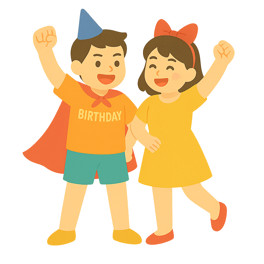 생일의상을 입고 포즈잡기