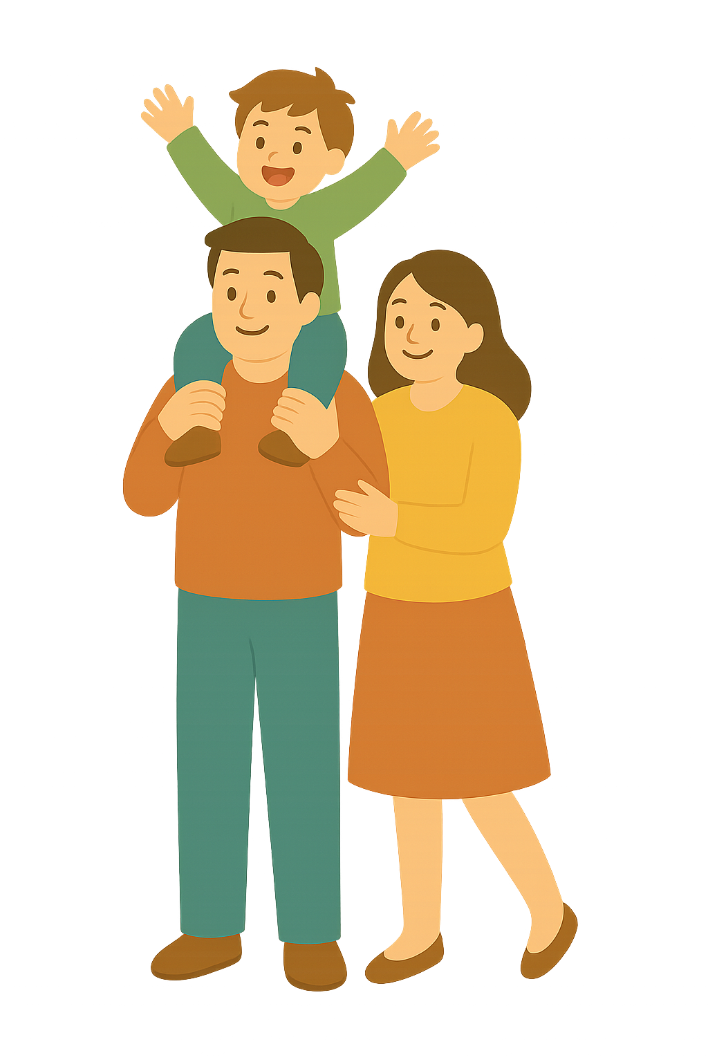 부모가 아이를 어꺠에 태운 모습