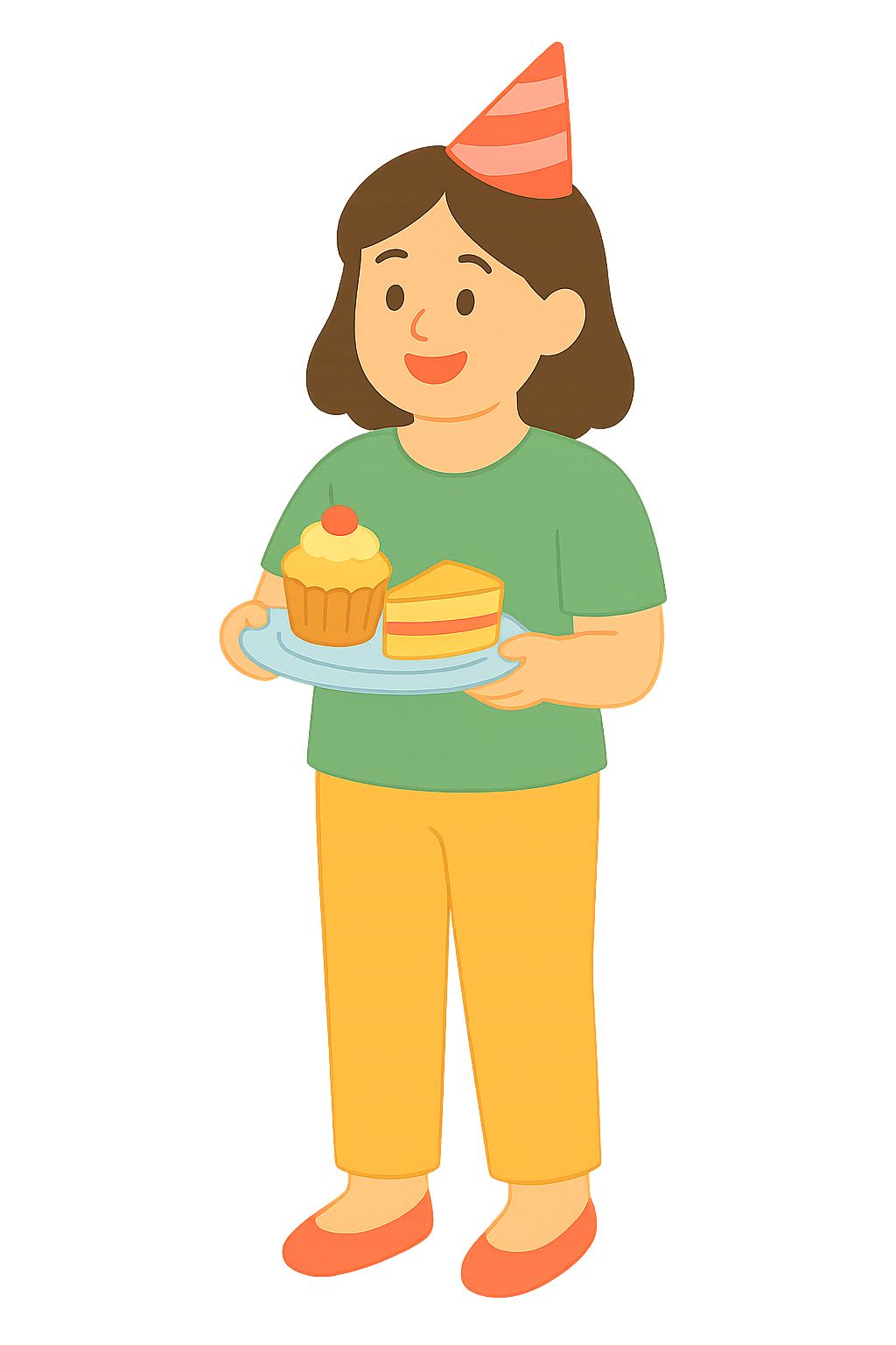 디저트접시를 들고 있는 모습