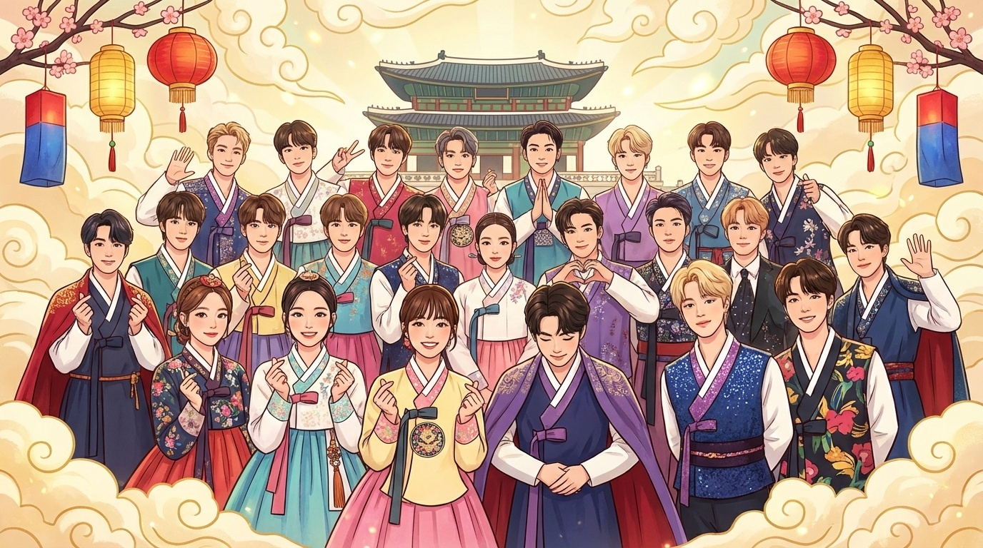 K-팝 스타들의 설날 한복 인사 및 근황 공개